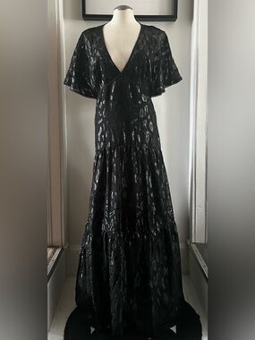 Ever New Black Sheer Leopard Print Overlay Dress